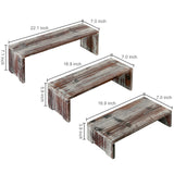 MyGift 3-Tier Rustic Torched Wood Dessert Display Risers, Tabletop Nesting Cupcake Stands, Retail Merchandise and Collectible Figurine Shelf, 3 Piece Set MyGift