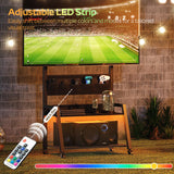 YATINEY Rolling TV Stand with Power Outlet, Mobile TV Stand with LED Light Up to 55" TVs, TV Cart with Mount, 5 Oxford Fabric Pouches, for Living Room, Meeting Room, Black DS01UDBB YATINEY