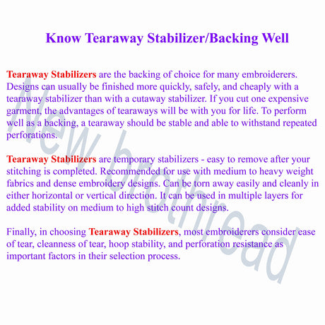 New Brothread Tear Away Machine Embroidery Stabilizer Backing 8"x8" - 100 Precut Sheets - Medium Weight 1.8 oz- Fits 4x4 and 6x6 Hoops New brothread