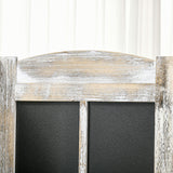 HOMCOM 4 Panel Room Divider, 5.6' Tall Farmhouse Style Folding Indoor Portable Wood Privacy Screen with Black Boards, Hinged Freestanding Partition Wall Dividers for Home Office, Natural HOMCOM