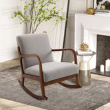 HOMCOM Upholstered Rocking Armchair with Wood Base and Linen Fabric Padded Seat for Living Room, Grey HOMCOM