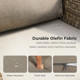 CHITA 5 Pieces Patio Wicker Furniture Set, Outdoor Rattan Bistro Set with Removable Thickened Cushions, Fully Assembled(Gray Cushions with Brownish Gray Wicker) CHITA