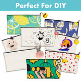 15 Pack Blank Cotton Canvas DIY Craft Zipper Bags Pouches Pencil Case for Makeup Cosmetic Toiletry Stationary Storage (off white, 8.3” x 4.7”) Vantasii