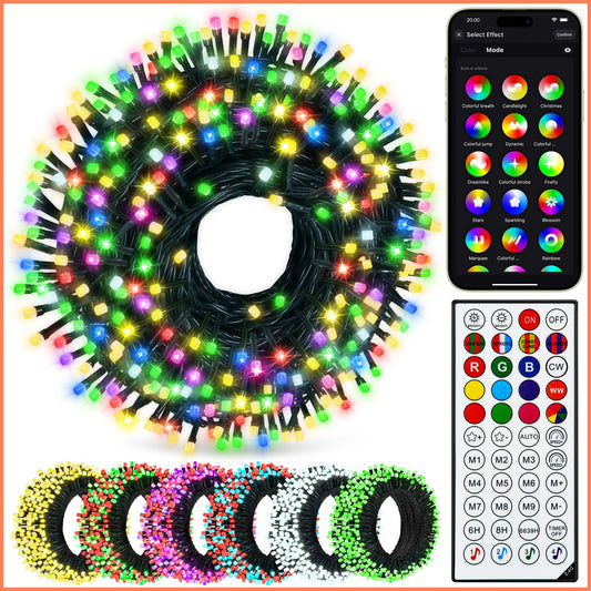 ComfyAura 40+ Modes Smart App Color Changing Christmas Lights - 164 Ft Super Xtras 16 Million Multicolor 500 Dimmable LED Christmas Tree Lights with Remote Outdoor Waterproof for Halloween Xmas