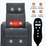PELUMY Rocker Recliner Chair with Heat Massage - Manual Swivel Recliner for Living Room and Bedroom, 8 Vibration Points, Lumbar Heat, Glider Rocking Chair for Adults (Dark Grey) PELUMY