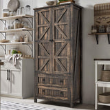 YITAHOME Farmhouse Kitchen Pantry Cabinet, 64.5" Tall Storage Cabinet with 2 Drawers & Adjustable Shelves, Ideal for Kitchen, Living Room, or Entryway, Dark Rustic YITAHOME