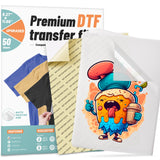 DTF Transfer Film, 50 Sheets 8.5"*11" DTF Paper with Smart Printing Pad for All Sublimation&DTF Printers,DTF Film for Sublimation Hack,Upgraded Premium Direct to Film for All Fabrics KASYU