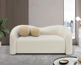 Meridian Furniture 186Cream-L Kali Collection Modern | Contemporary Loveseat with Soft Cream Faux Shearling Teddy Fabric, Curved Back, 62" W x 33" D x 27" H, Cream Meridian Furniture
