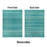 Rugshop Contemporary Stripe Reversible Foldable Waterproof Premium Recycled Plastic Outdoor Rugs for Patio,Backyard,RV,Deck,Picnic,Trailer,Beach,Camping Rug 6' X 9' Blue Rugshop