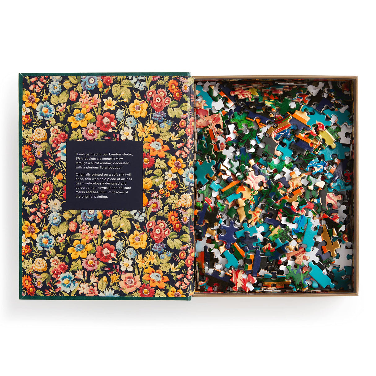 Galison Liberty Vista – 500 Piece Book Puzzle with Iconic Botanical Liberty Heirloom Print Artwork Packaged in Magnetic Keepsake Book Sized Box Galison