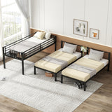 Bellemave Triple Bunk Bed for Kids, Detachable Twin Over Twin Over Twin Metal Bunk Bed with Guardrails, Ladder & Storage, Converts to 3 Separate Twin Beds, Easy to Assemble (3 Bunk Beds for Kids) Bellemave