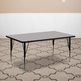 Flash Furniture 30''W x 72''L Rectangular Grey Thermal Laminate Activity Table - Height Adjustable Short Legs Flash Furniture