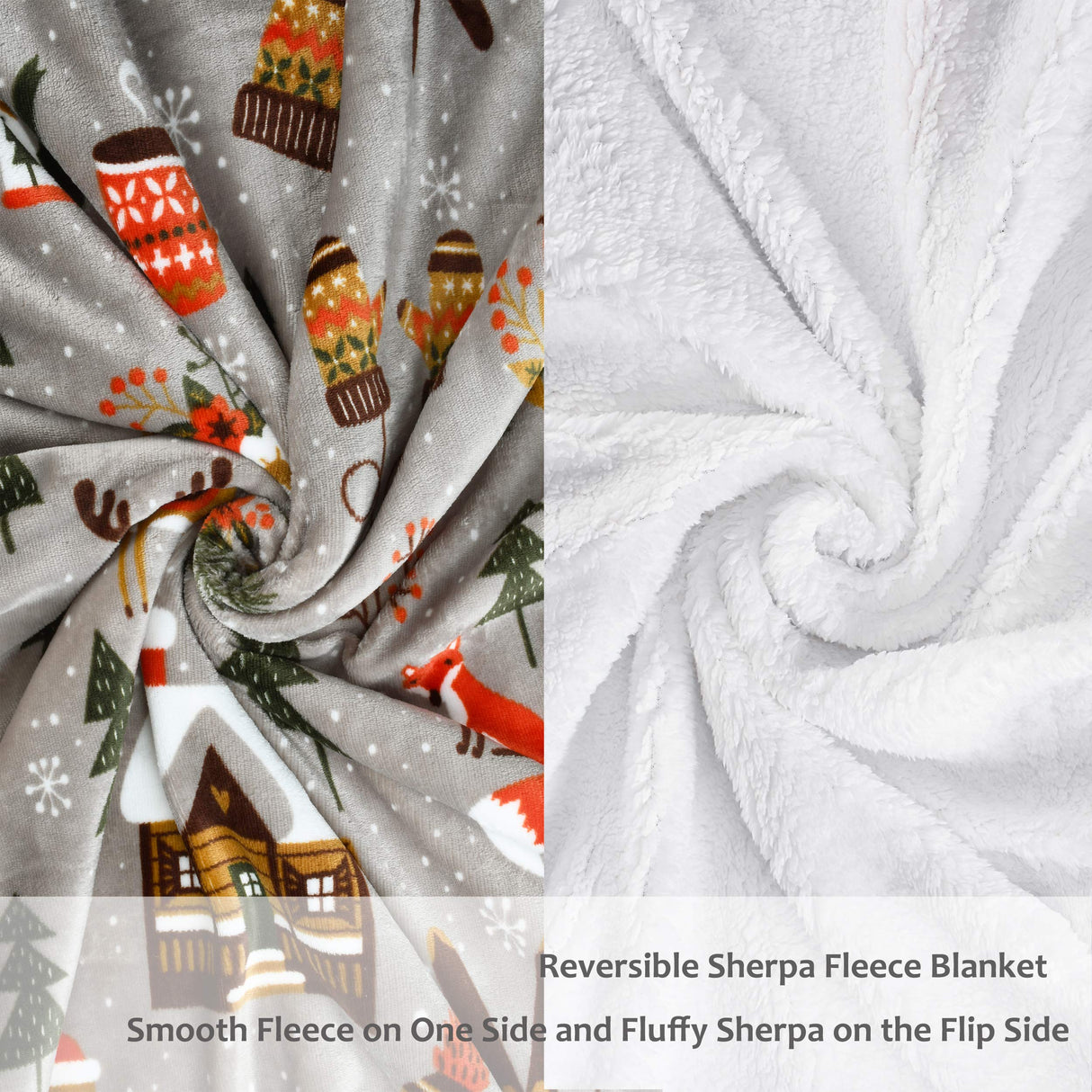 Catalonia Sherpa Throw Blanket, Super Soft Fleece Plush Sofa Couch Blanket, TV Bed Blanket, Comfy Cozy Fluffy Warm, Christmas Theme Throws, Blanket(50x60 inch, Tribe) Catalonia