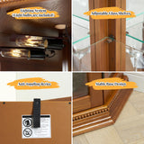 Corner Curio Cabinet Lighted Corner Display, Glass Display Shelf Shelving Bar Cabinet with Tempered Glass Door, Bar Cabinet,Cabinet with Adjustable Shelf Glass (Reddish Brown) RadiantName