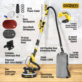 Drywall Sander, Electric Drywall Sander with Vacuum, Automatic Dust Removal, 7 Variable Speed, 900-1800RPM, 26’ Power Cord, Labor-Saving Handle and Patented Fixture for Ceiling Sanding, LED Light Gioventù