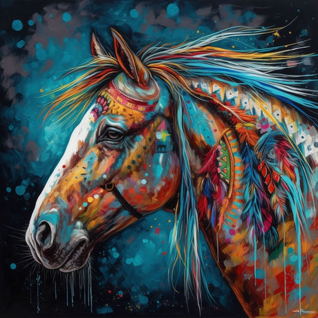 PAMMUQ Paint by Numbers for Adults 16x20 inch Canvas Adults' Paint by Number Kits on Canvas DIY Oil Painting by Numbers for Adults -Watercolor Animal Horse(ST18) PAMMUQ