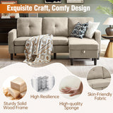 Pingliang Home 79" Sectional Sofa Couches for Small Spaces, L Shaped Couch with Storage Ottoman, 3 Seats Sectional Sofas for Living Room, Apartment-Friendly Couch, Easy Assembly Fabric Sofa (Beige) Pingliang Home