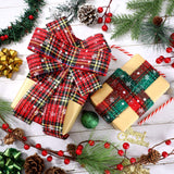 4 Rolls Christmas Plaid Ribbon - Snowflake Plaid Burlap Ribbon for Christmas Tree Wrapping, 24 Yards (1.6 Inch) WILLBOND
