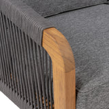 JONATHAN Y SFB1001C Arwen Modern Bohemian Roped Acacia Wood Outdoor Loveseat with Cushions Coastal, Contemporary, Transitional, Rustic for Backyard, Patio, Porch, Gray/Teak Brown JONATHAN Y