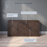 BELLEZE Sideboard, Console Table Or Buffet with Three Drawers & Four Shelves, Space Saving Media Storage Cabinet, Holds Up to 70lbs - 60 Inch - Hilo (Espresso) BELLEZE