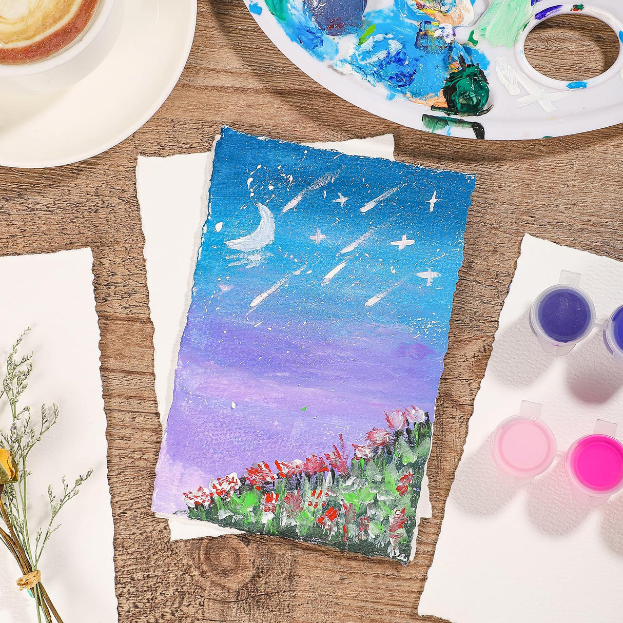 25 Sheets Watercolor Paper, 300 GSM Deckled Edge Paper 4 x 6 inch Rough/Textured Handmade Paper Cotton Paper White Textured Paper for Watercolors, Wedding Invitations, Cards, Crafts Prudiut