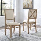 Crosley Furniture Joanna Modern Farmhouse Upholstered Wood Back Dining Chairs Set of 2, Rustic Brown/Creme Crosley Furniture
