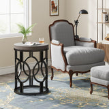 Tribesigns Round End Table, Industrial Side Table with Metal Hollow Frame, Small Bedside Table Nightstand for Living Room, Bedroom, Easy Assembly (Grey,1PC) Tribesigns