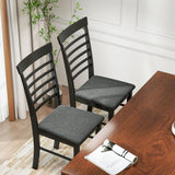 HOMCOM Wooden Dining Chairs Set of 2, Farmhouse Upholstered Kitchen Chairs with Rubber Wood Frame for Living Room, Dining Room, Black and Gray HOMCOM