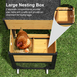 TIMHAKA 80'' Chicken Coop with Nesting Box, Outdoor Duck Coop, Chicken House for Outside, Wooden Chicken Coops with Run & Waterproof Asphalt Roof, Wheels, Removable Tray and Hanging Chicken Feeder TIMHAKA