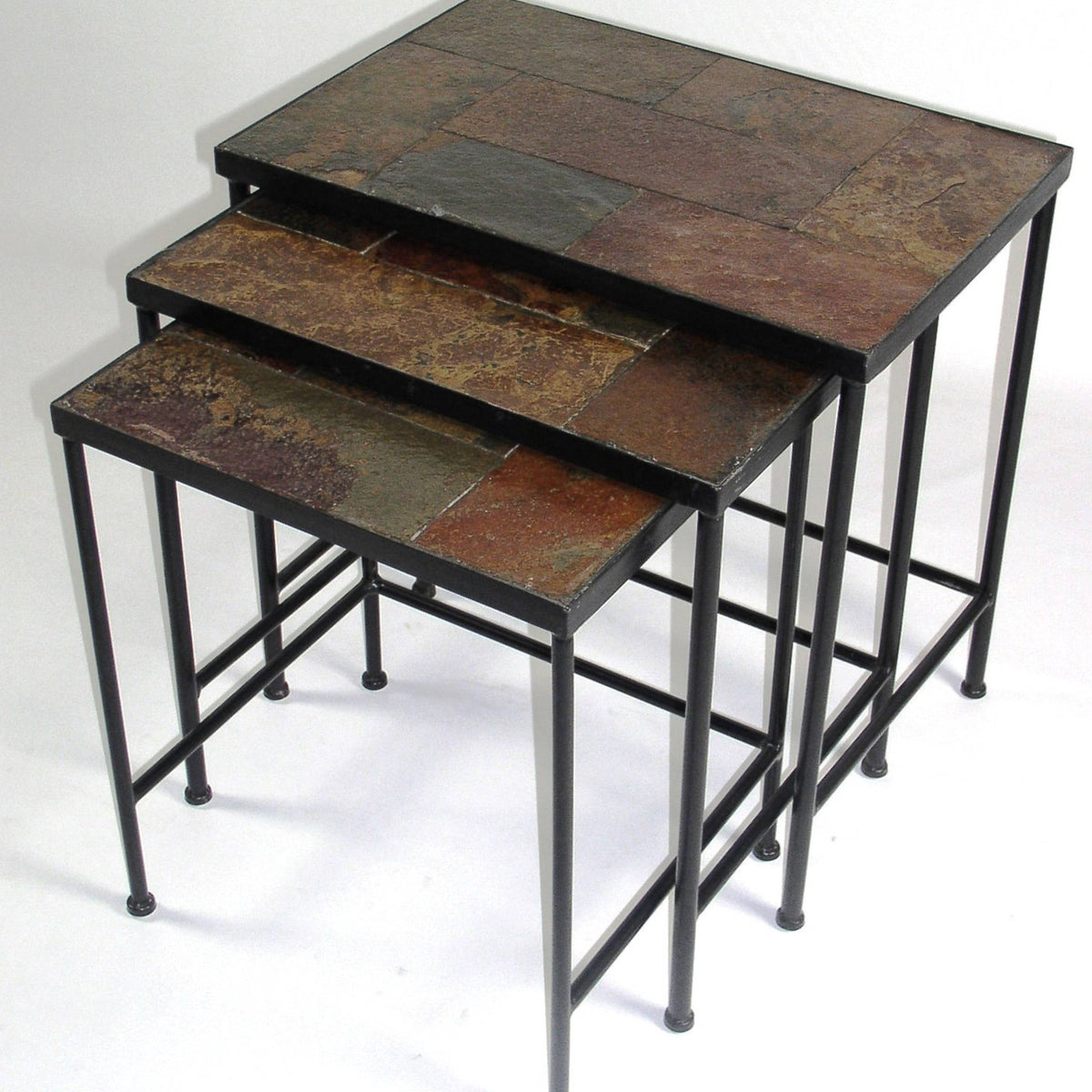Zhongma Nesting Tables Set of 3, End Tables with Slate Table Top, Soli ...