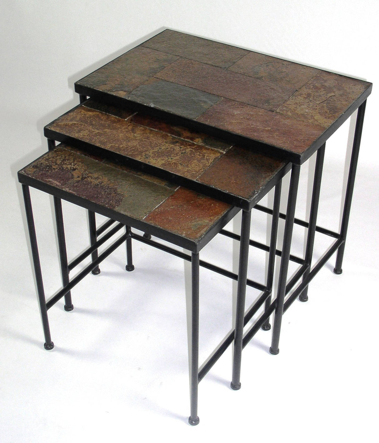 Zhongma Nesting Tables Set of 3, End Tables with Slate Table Top, Solid Real Stone, Side Table, Accent Table Zhongma
