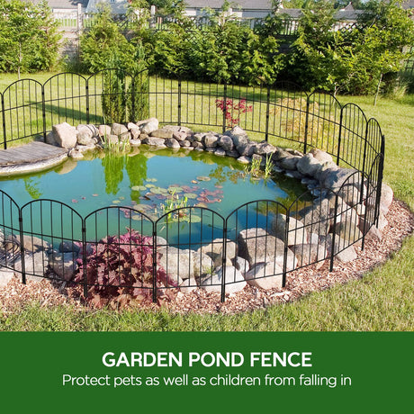 Goovilla Garden Fence, Total 10ft(L) x 24in(H) Garden Fencing Animal Barrier, 10 Pcs Rustproof Metal Fence Panels, Black No Dig Fence, Decorative Garden Fences and Borders for Dogs, Flower Bed, Patio Goovilla