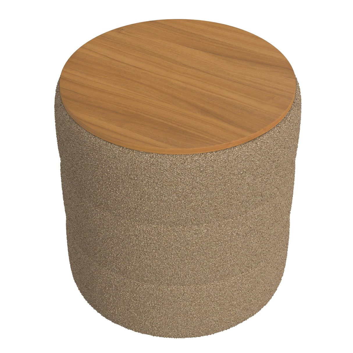 HomePop Channel Storage Ottoman with Wood Top - Brown Boucle HomePop