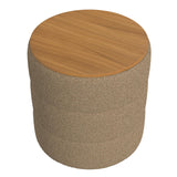 HomePop Channel Storage Ottoman with Wood Top - Brown Boucle HomePop