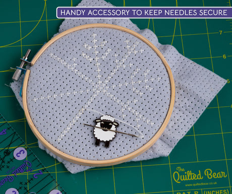 The Quilted Bear Needle Minders - Magnetic Enamel Needle Keeper for Sewing Pins, Sewing Needles, Embroidery Needles, Cross Stitch Needles - Sheep The Quilted Bear