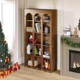 LITTLE TREE 5-Tier Bookshelf, 70.8-in Tall Bookcase with Open Shelves, Wooden Display Bookshelves and Bookcases, Vintage Display Book Shelf for Bedroom, Living Room, Office, Brown LITTLE TREE
