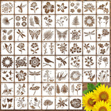 60 Pcs Flower Painting Stencils Reusable Flower Stencils for Painting on Wood Rocks Canvas Fabric Glass Pottery 3x3 Inch CH HAICHENG