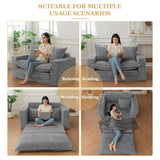 Loveseat Sleeper Sofa, Convertible Sofa Bed Couch Futon Couches for Living Room, 3-in-1 Pull Out Floor Couch with Washable Cushion and Pillows, Dark Grey YOSHOOT