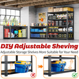 72"H Storage Shelves Heavy Duty, 2000LBS Garage Shelving, 5 Tier Metal Shelving Unit Adjustable Garage Shelves Utility Rack Shelf for Storage Warehouse Pantry Closet,35.6" W × 16" D × 72" H, Black CypBed