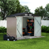 GarveeLife 6x8x6.4 FT Outdoor Storage Sheds, Metal Garden Tool Shed for Backyard, Large Metal Sheds Outdoor Storage with Lockable Doors & Air Vents for Backyard Garden Patio Lawn GarveeLife