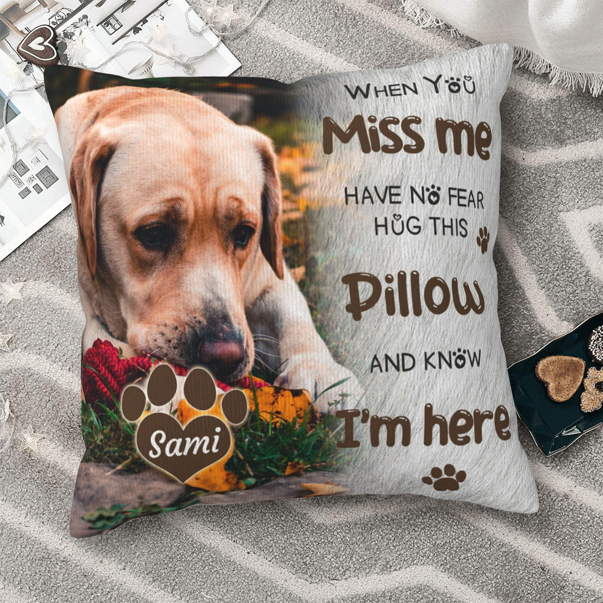 Funnylife Personalized Pet Memorial Throw Pillow with Photo Pet Memorial Gifts for Dogs Cats Loss of Dog Sympathy Gift Dog Bereavement Remembrance Picture Pillow Funnylife