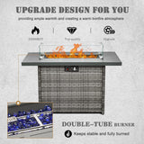 Vakollia 5 Pieces Modern Aluminum Patio Furniture Set with Fire Pit Table, Outdoor Conversation Sets Metal Sectional Sofa Vakollia