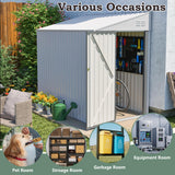 4 × 7 FT Lean to Storage Shed, Outdoor Metal Wall Side Bike Mower Sheds & Outdoor Storage Cabinet, Lockable Tool Organization Shed for Garden Patio Hohuqeri