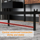 DUMEE Queen Size Bed Frame with Wood Storage Headboard - Metal Platform Design, No Box Spring Needed, Noise-Free, Black & Rustic Brown DUMEE