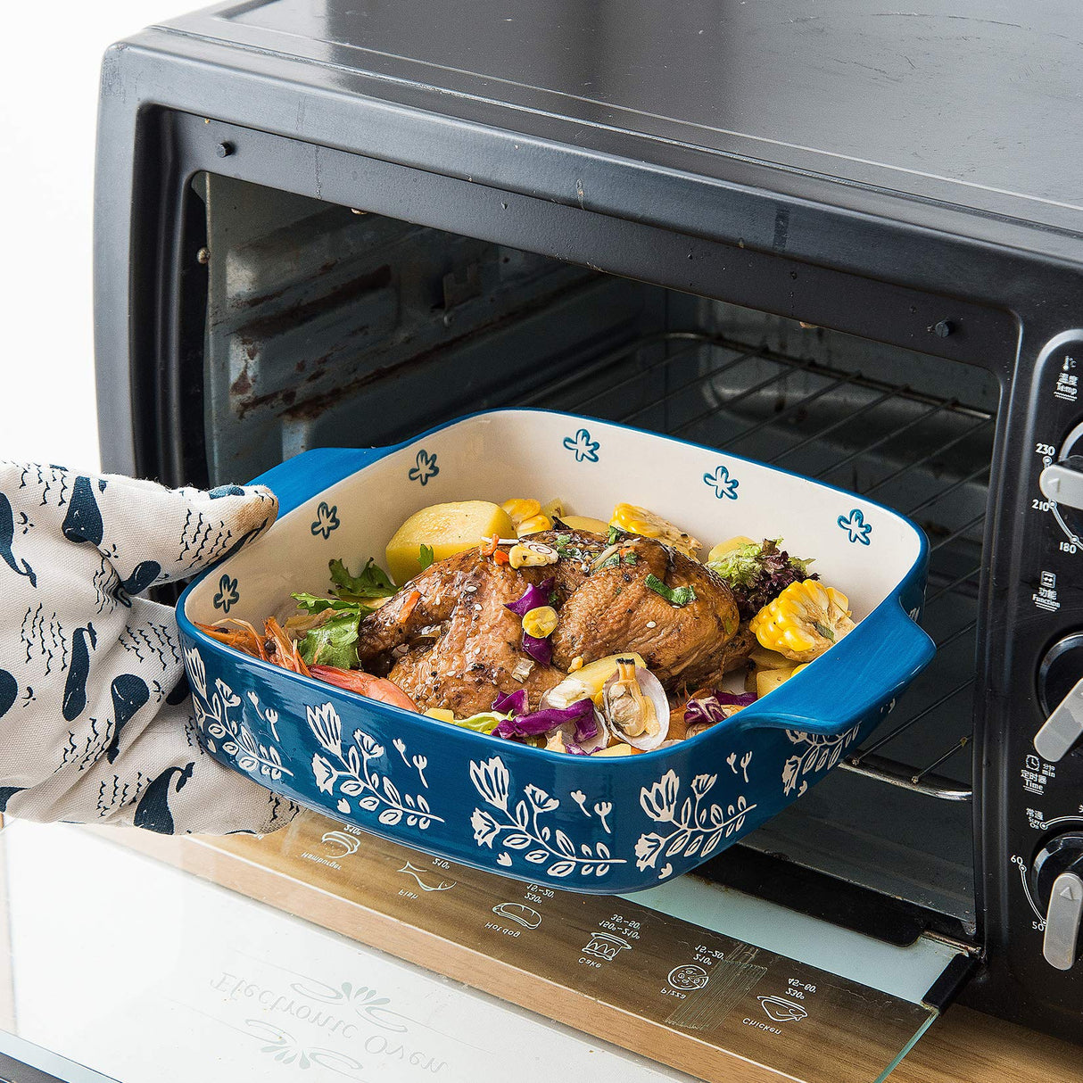 Wisenvoy Baking Dish Ceramic Brownie Pan 9x9 Baking Pan Casserole Dish Lasagna Pan Square Rose Dish Pan Bakeware Sets Wisenvoy