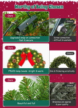 Brightown 24 Inch Pre-Lit Christmas Wreaths for Front Door, IP44 Battery Operated 50 LED Christmas Wreath, Decor with Pinecones Pine Needles Branches Red Berry Mini Bow for Front Door Wall Window Brightown