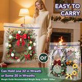 Extra Large Wreath Storage Bag, 34"x34"x8.5", Clear Storage Bag with Handle, Summer Christmas Decoration Garland Container for Seasonal Thanksgiving Holiday Artificial Wreath, 4 Pack VacPack