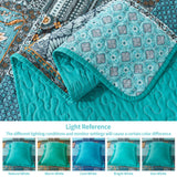 VAPUTAR Oversized King Size Quilt Bedding Set - Cotton California King Size Bedspreads (108 * 118 in) - Lightweight Floral Quilts for Farmhouse Bedroom (Teal/Green Chic, 3 Pieces) VAPUTAR