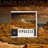 Lantern Press Made in USA Puzzle for Adults - 1000 Pieces, Reference Poster, Premium Box, Badlands National Park, South Dakota, Stormy Sky Lantern Press
