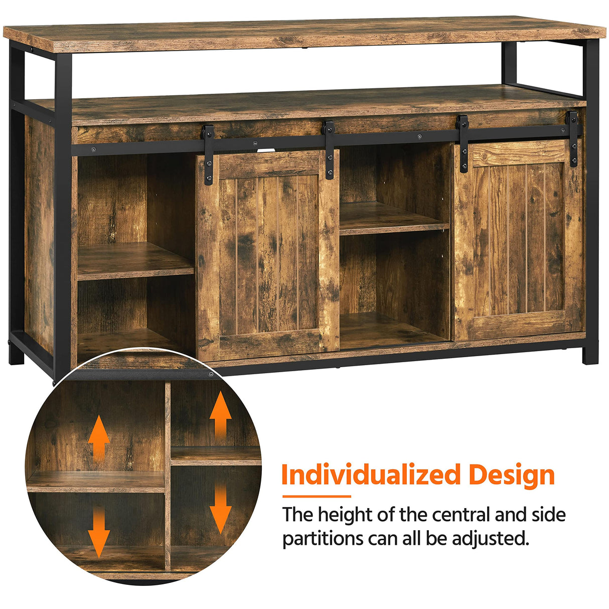 Yaheetech TV Stand for 65 Inch TV, Farmhouse Entertainment Center with Storage, Wood Tall TV Stands for Living Room with Sliding Barn Doors, Rustic Brown Yaheetech